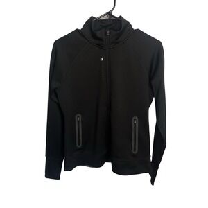 Second Skin Wm Med Black Full Zip Thumb Holes Outdoor Hiking‎ Athletic Campcore